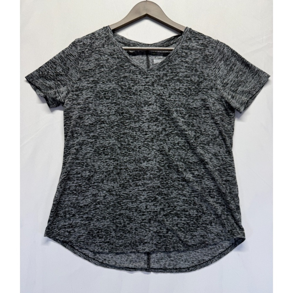 Tek Gear DryTek T Shirt Womens Medium Gray Space Dye V Neck‎ Yoga Training Top